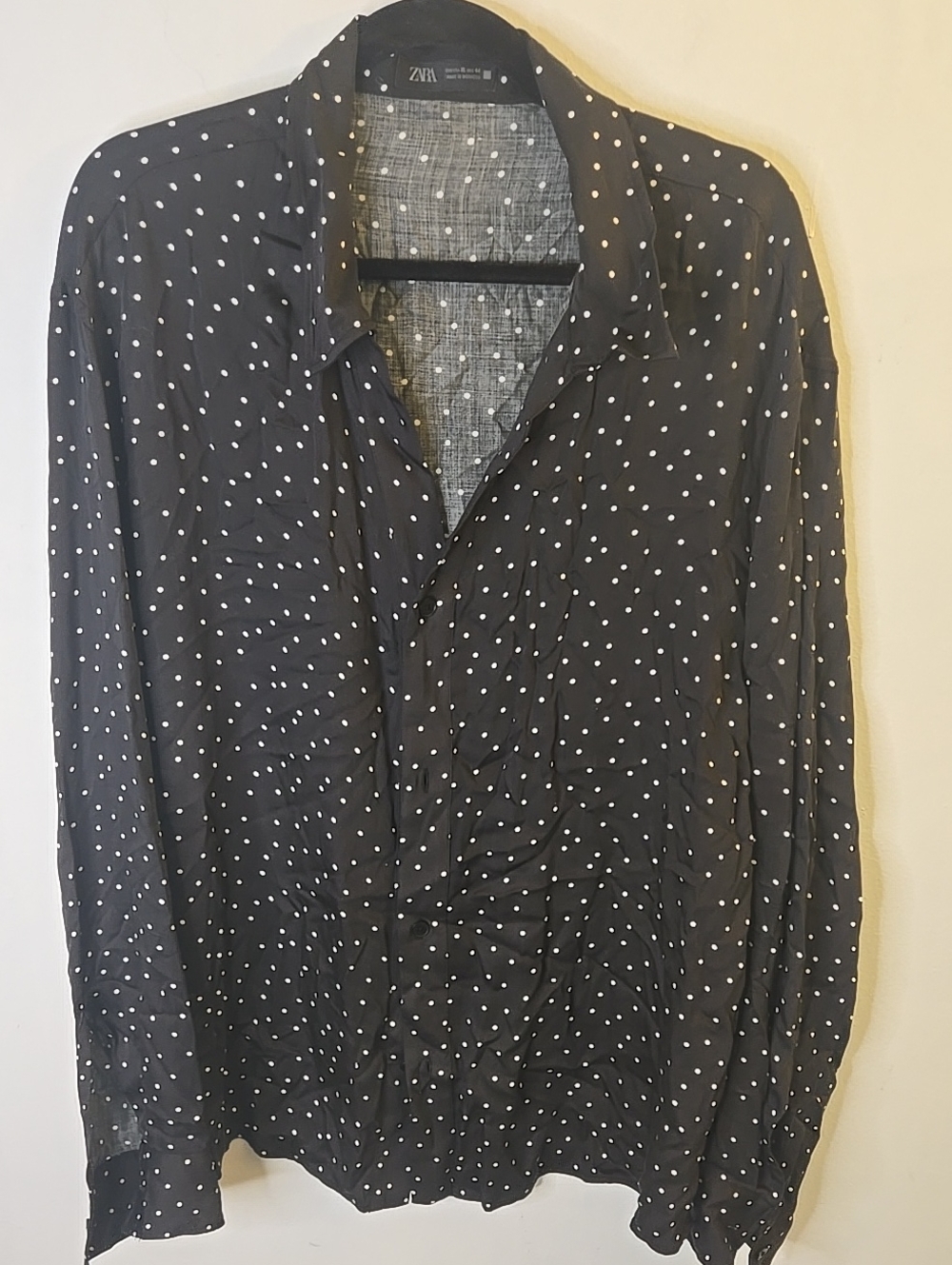 Zara Men Polka Dot Black Shirt